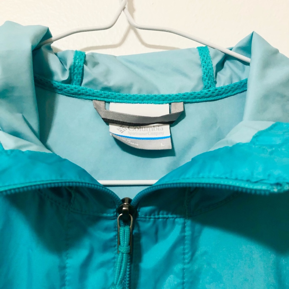 COLUMBIA rain & wind jacket teal blue, size large